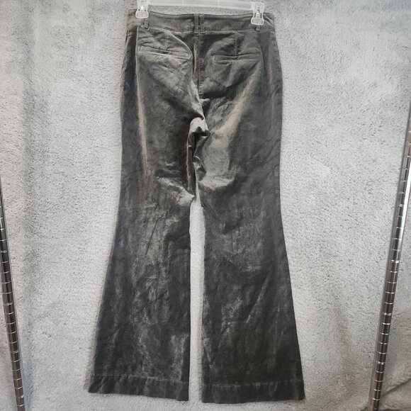 Maeve Anthropologie Womens Pants Size 8 Flare Green Pockets Cotton Blend Velvet - Picture 2 of 14